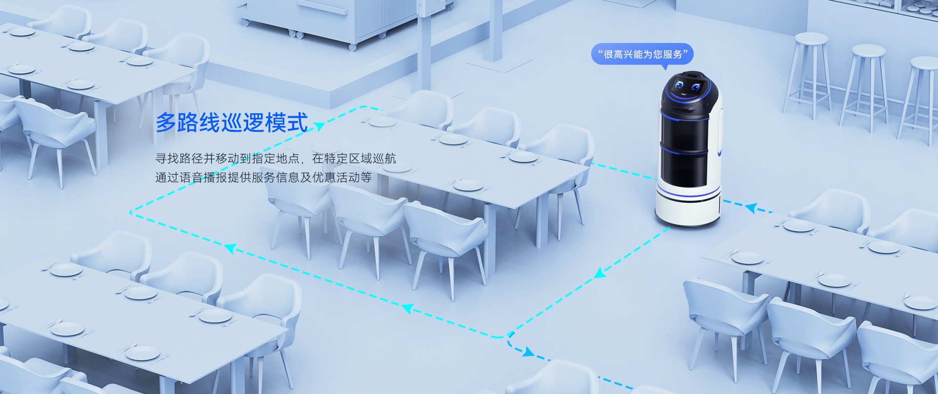 天波R1智能服务机器人_为了适配更多使用场景，同时支持激光SLAM和超声波SLAM双定位导航方案，两种定位方案可以让无人配送机器人R1 实现多路线巡逻模式，寻找路径并移动到指定地点。